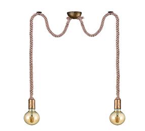 Светильник потолочный Trio Rope, E27, 2 x 60 Вт, латунный цв. / коричневый цв.