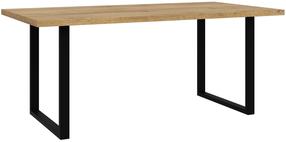 Stalas Forte Nikomedes, ąžuolo sp./juoda sp., 180 cm x 90 cm x 74.1 cm