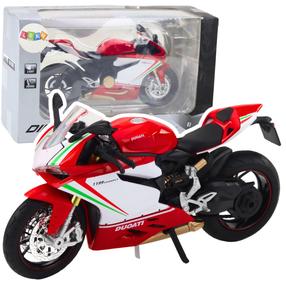Rotaļu motocikls Lean Toys Model Replica 22621, 1:12, balta krās./sarkana krās.