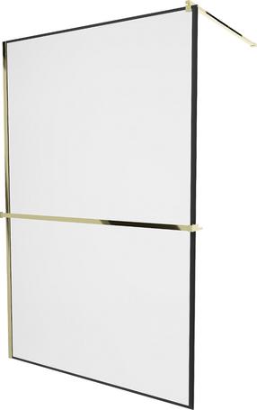 Dušo sienelė Mexen Kioto+ Walk-In Black Frame, 140 cm x 200 cm, aukso sp./juoda sp./grūdintas