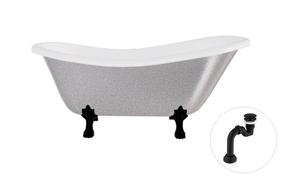 Vonia, laisvai pastatoma Besco Otylia Glam, 170 cm x 77 cm x 68.5 cm, ovalas, balta sp./sidabro sp.