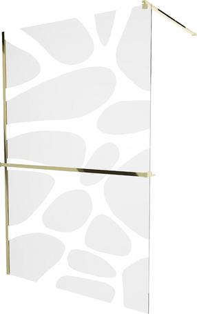 Dušo sienelė Mexen Kioto+ Walk-In, 110 cm x 200 cm, aukso sp./balta sp./grūdintas