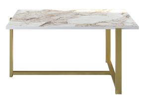Kafijas galdiņš Kalune Design Merideths, zelta krās./balta krās., 92 cm x 64 cm x 45 cm
