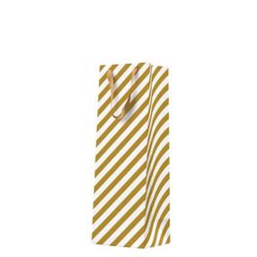 Dāvanu maisiņš Paw Decor Collection Stripes, 10 cm x 37 cm x 12 cm, zelta krās./balta krās.