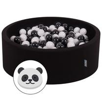 Baseinas su kamuoliukais KiddyMoon Foam Ball Pit Round 300 Balls, 90 cm x 90 cm, 300 vnt, balta sp./juoda sp.