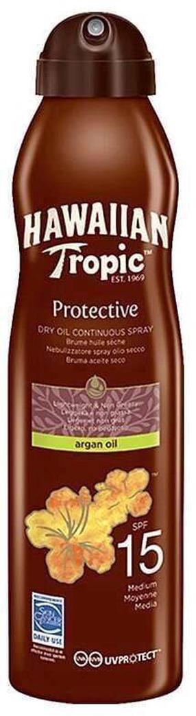 Спрей для ухода за загаром Hawaiian Tropic Protective Dry Oil Continuous SPF15, 177 мл
