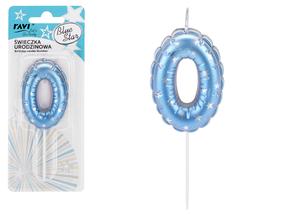 Sünnipäevaküünal Ravi Blue Star 0, sinine v., 16 cm