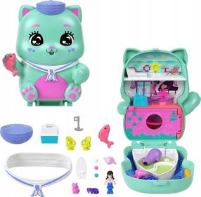 Figūrėlių rinkinys, su priedais Mattel Polly Pocket Compact Sail Kitty, žalia sp.