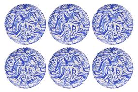 Lėkščių rinkinys pietų Hermia Blue Wave, 25.5 cm x 25.5 cm x 2.5 cm, mėlyna sp./balta sp.