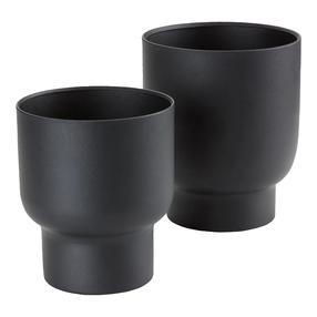 Gėlių vazonas House Nordic Fulda 9001119, metalas, 16 cm x 16 cm, Ø 16 cm, juoda sp., 2 vnt.