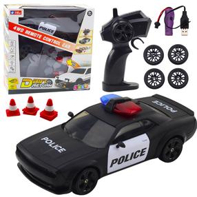  Radiovadāms policijas mašīna Lean Toys Drift Return, melna krās.