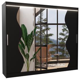 Spinta ADRK Sharon LED, juoda sp., 58 cm x 250 cm x 215 cm, su veidrodžiu