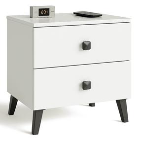 Naktinis staliukas Akord Furniture Factory Mobi K-02, balta sp./juoda sp., 43 cm x 40 cm x 37 cm