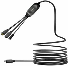 Kabelis Vivolink PROUSBCHDMIUSB3-7.5 HDMI Male/ USB-A Female/ USB-C Female, USB Type-C Male (vyriška), 7.5 m, juoda sp.