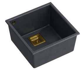 Кухонная мойка Quadron David 40, гранит, 42 см x 41 см x 22.5 см, золотой цв./черный цв./серый цв.