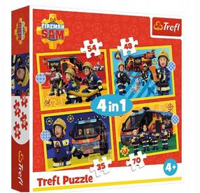 Пазл 4in1 Trefl Fireman Sam Fireman On The Siren 34348, 20.5 см x 28.5 см, 207 шт., многоцветный