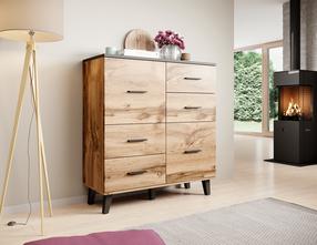 Kumode Cama Meble Lotta 110 2D4S, melns krās./koka krās., 119 cm x 45 cm x 110 cm