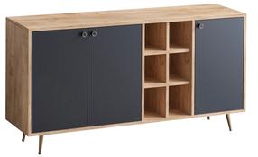 Комод Kalune Design Veit, дубовый цв./черный цв., 89 см x 140 см x 40 см