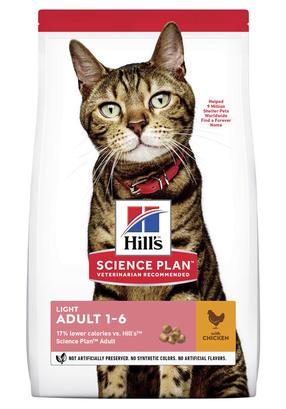 Sausas kačių maistas Hill's Science Plan Feline Adult Light, vištiena, 10 kg