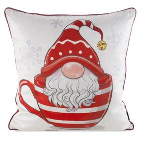 Kalėdinis dekoratyvinės pagalvėlės užvalkalas PSWA-305, balta/raudona, 45 cm x 45 cm
