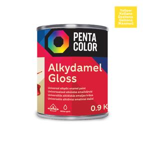 Краска-эмаль, универсальные Pentacolor Alkydamel, блестящий, 0.9 кг, желтый цв.