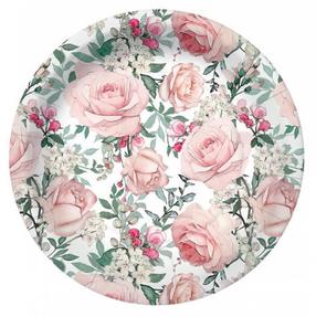 Vienreizējās lietošanas šķīvis Paw Decor Collection Gorgeous Roses, Ø 18 cm, 8 gab.