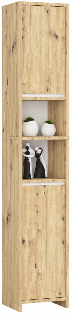 Отдельностоящий шкаф для ванной комнаты Akord Uni, белый цв./artisan oak цв., 28 см x 32 см x 180 см