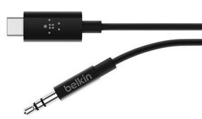 Vads Belkin 3.5 mm male, USB Type-C male, 0.9 m, melna krās.