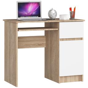 Rašomasis stalas su spintele Akord Piksel Right, 90 cm x 50 cm, 77 cm, balta sp./sonoma ąžuolo sp.