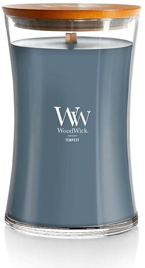 Žvakė, aromatinė WoodWick Large Hourglass Tempest, 110 - 120 h, 609.5 g, mėlyna sp.
