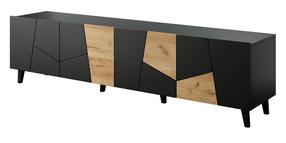 TV staliukas Cama Meble Etna, ąžuolo sp./juoda sp., 200 cm x 42 cm x 52 cm
