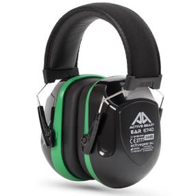 Apsauginės ausinės Active Gear E740, juoda sp./žalia sp., Universalus dydis
