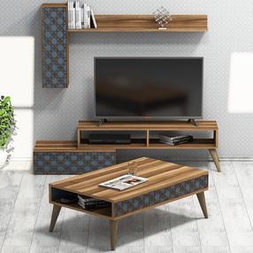 Dzīvojamās istabas mēbeļu komplekts Kalune Design Planet, iekštelpu, valriekstu krās./tumši pelēka krās.