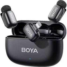 Belaidis mikrofonas Boya Mini 2-03 Lightning, matinė juoda sp.