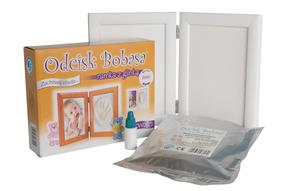 Komplekts roku / kāju zīmogu izveidei Odcisk Bobasa Baby Handprint Clay With Frame White