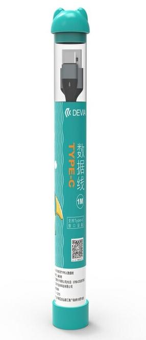 Kabelis Devia, USB/USB Type-C, 100 cm, žydra