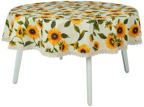 Staltiesė apvali Home4you Loneta, geltona/žalia, 170 x 170 cm