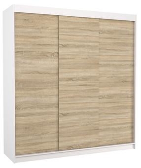 Skapis ADRK Megan 200, brūna krās./balta krās./brūngans krās., 58 cm x 200 cm x 215 cm