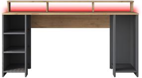 Rašomasis stalas su lentyna Kalune Design HA122, 160 cm x 55 cm, 89.5 cm, antracito sp./riešuto sp.