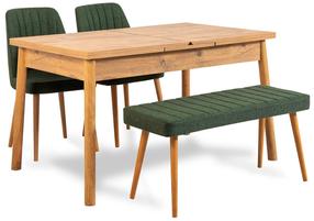 Valgomojo komplektas Kalune Design Santiago 1070 - 3 A, žalia sp./pušies sp.