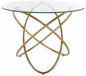 Valgomojo stalas Orbit, skaidrus/aukso, 100 cm x 100 cm x 74 cm