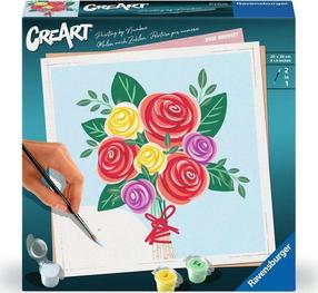 Tapymas pagal skaičius Ravensburger CreArt Bouquet Of Roses, raudona sp./geltona sp./žalia sp., 20 x 20 cm