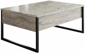Kafijas galdiņš Kalune Design Luxe, melns krās./travertine krās., 60 cm x 90 cm x 40 cm