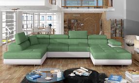 Kampinė sofa Rodrigo Soro 34, Soft 17, žalia sp., kairinė, 202 x 345 cm x 90 cm