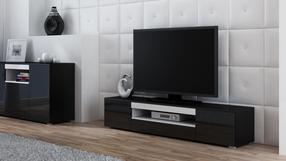 TV staliukas Cama Meble Viva 180, balta sp./juoda sp., 180 cm x 40 cm x 37.4 cm