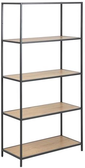 Pastatoma lentyna Home4you Seaford, ąžuolo sp./juoda sp., 150 cm x 35 cm x 77 cm