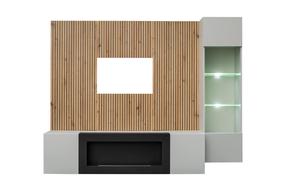 Sekcija ASM Xari L-K, pilka sp./artisan oak sp., 200 cm x 40 cm x 158 cm