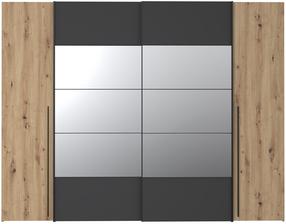 Skapis Forte RXGS82511-M108, brūna krās./grafīta krās., 270.3 cm x 61.2 cm x 210 cm, ar spoguli