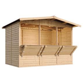 Medinis prekybinis kioskas Timbela M150A, 263 cm x 336 cm x 232 cm, rusva sp.