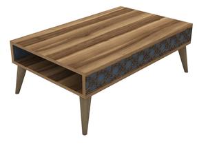 Kohvilaud Kalune Design City, sinine v./pähklipuu v., 105 cm x 60 cm x 36.6 cm